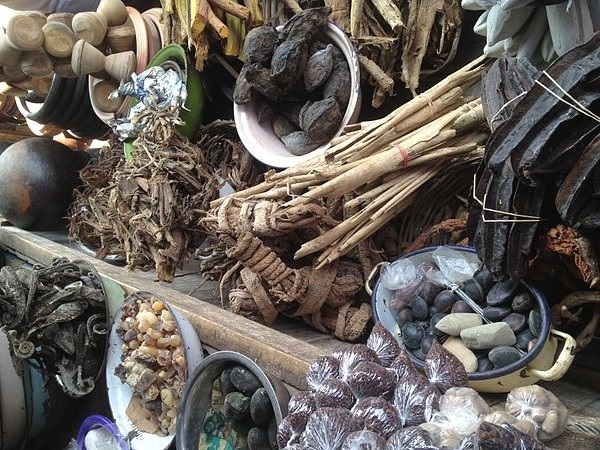 Traditional medicine market in West Africa. Photo by Bonnahjnr.