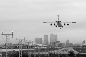 airplane over London