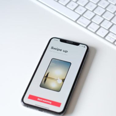 mobile phone with social media app