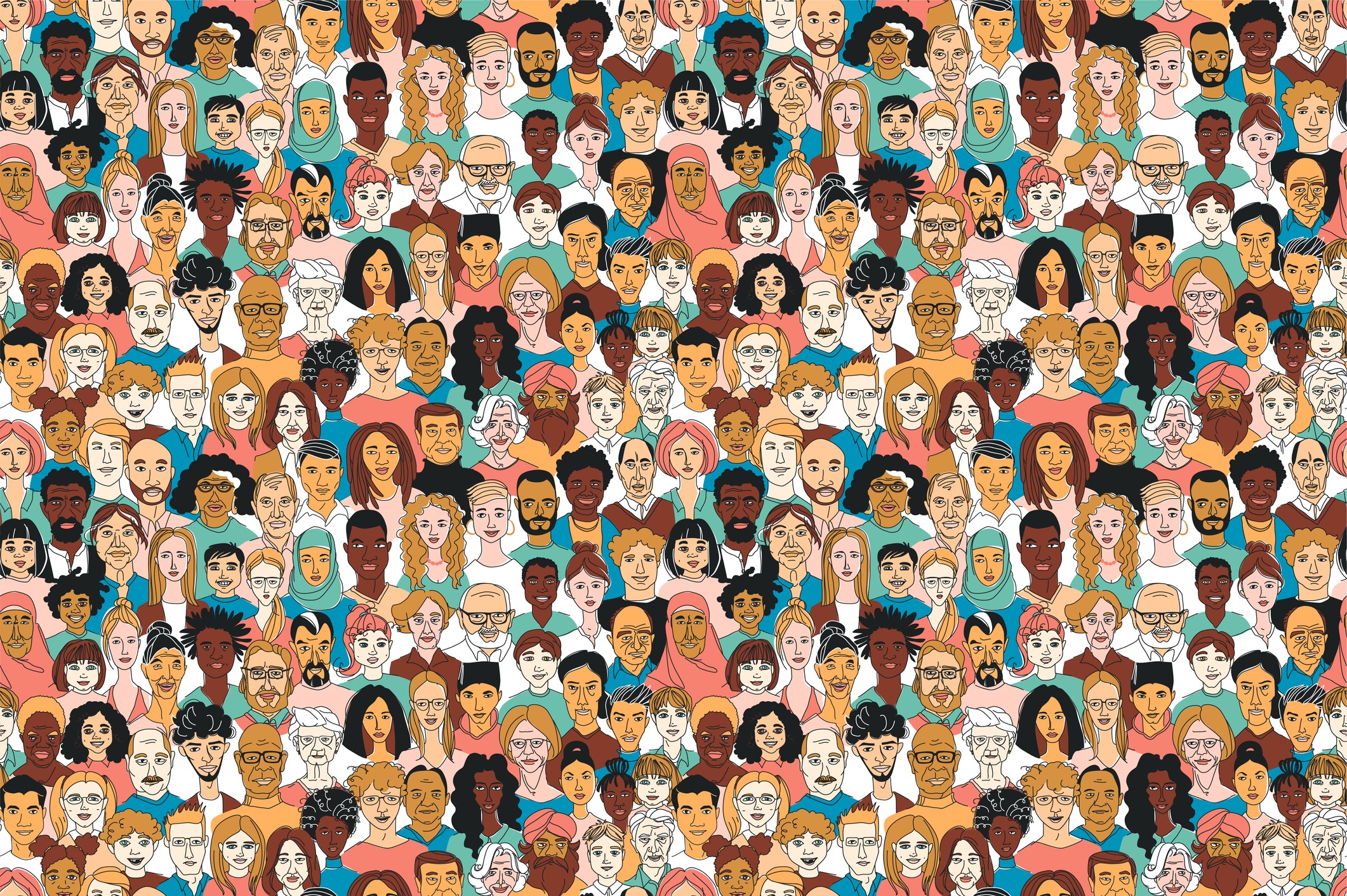 illustration of ethnically diverse group of people