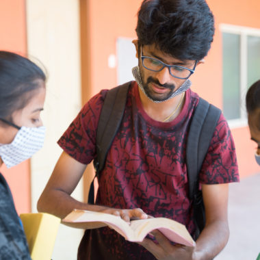 Group of Indian college students in masks