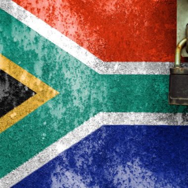 Map of South Africa with padlock