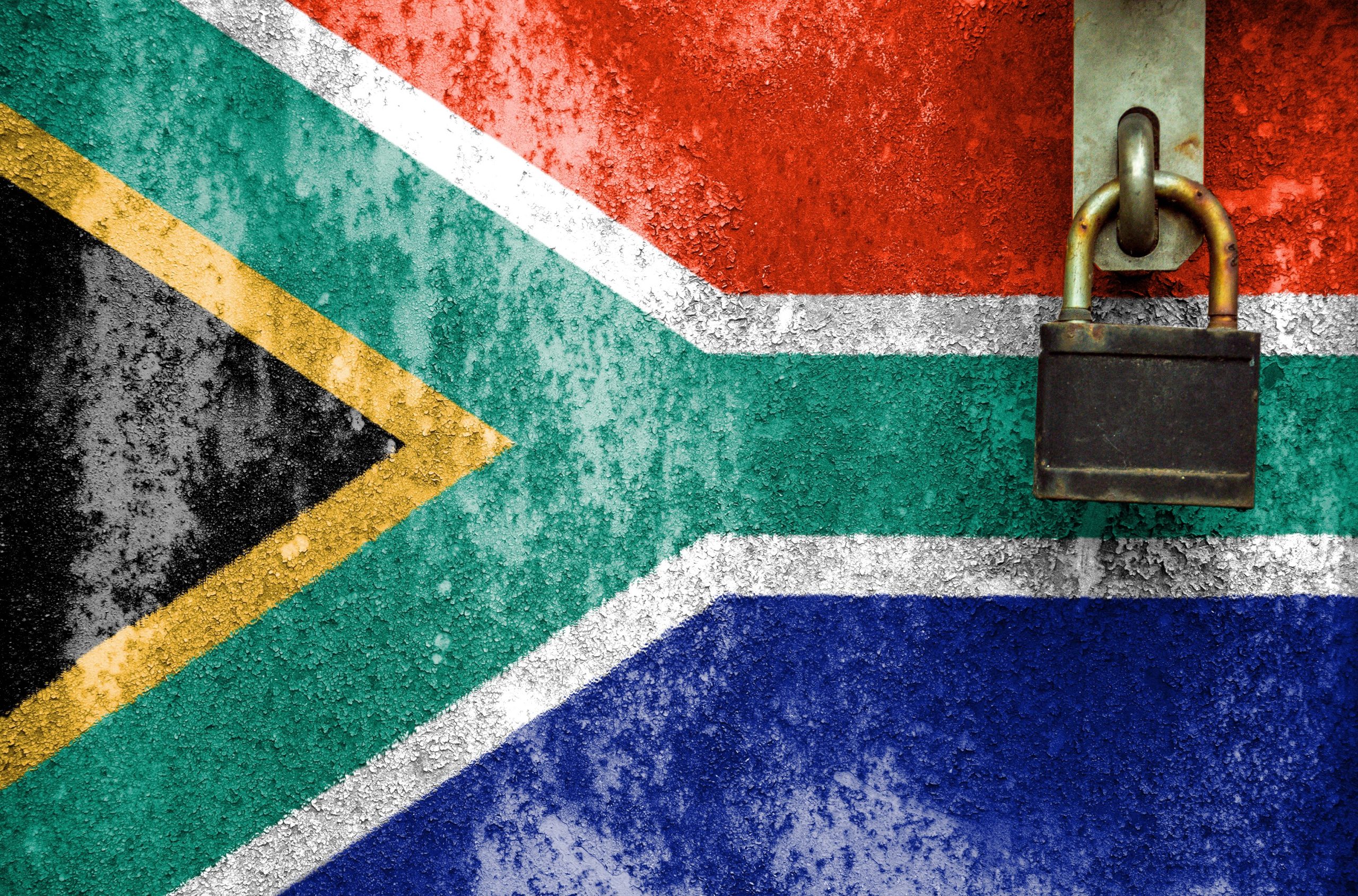 Map of South Africa with padlock