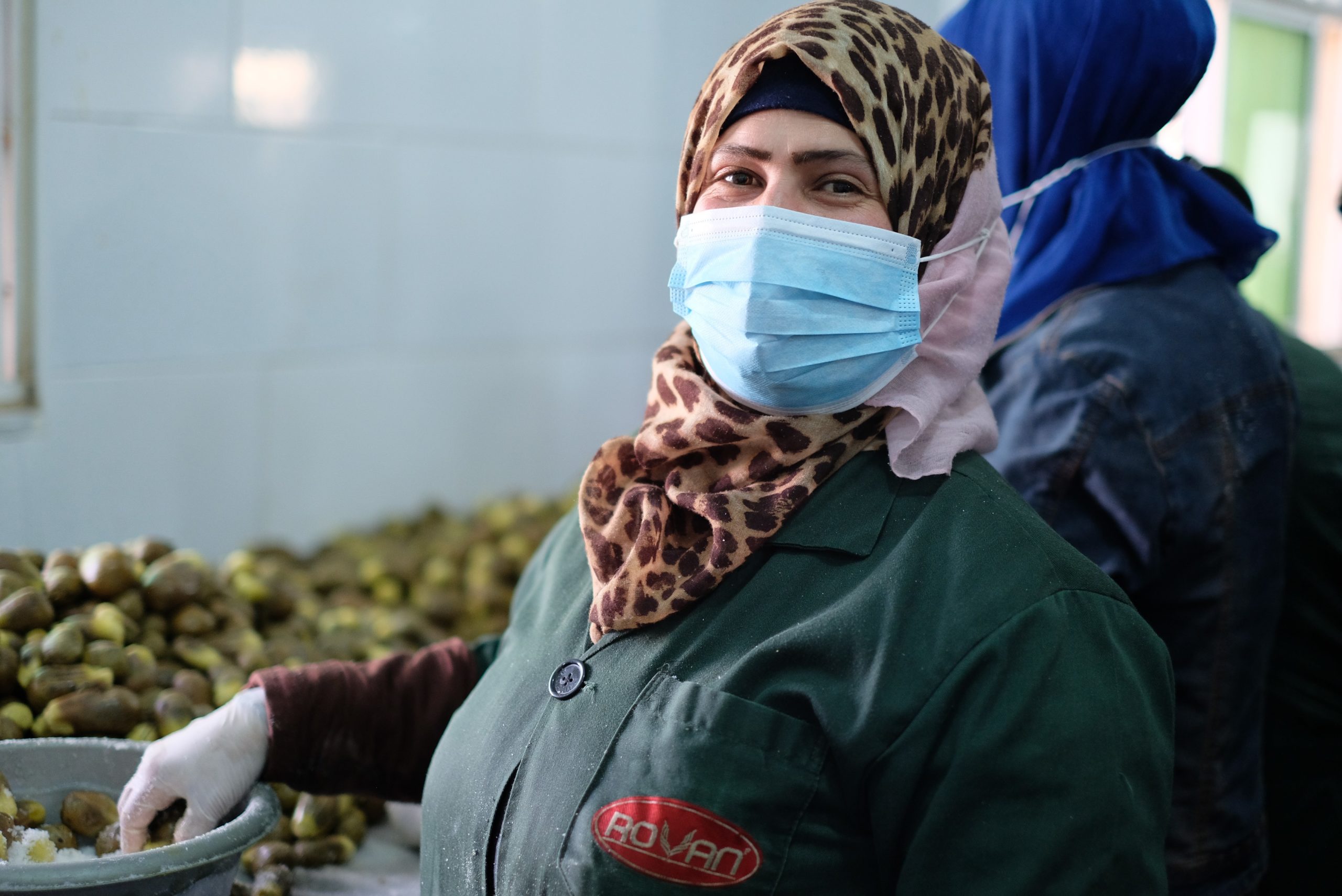 Woman refugee in pickle factory, Jordan