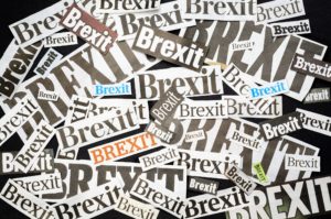Brexit in newspaper type 